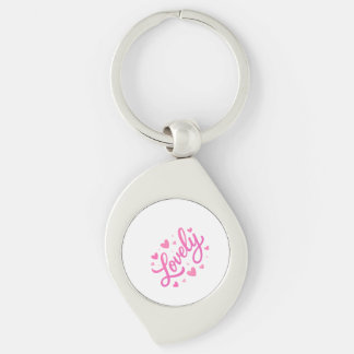 Cute Romantic Text Art Swirl Silverfärgad Nyckelring