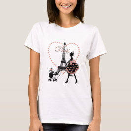 Cute romantic vintage girl silhouette promenad tee shirt