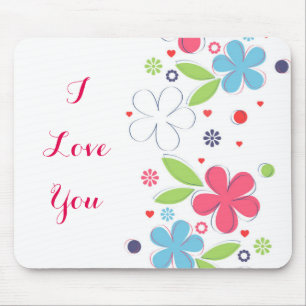 Cute romantics-blommor illustrerar "I Kärlek You" Musmatta