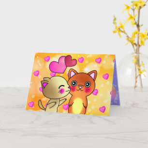 Cute Romantik par katter för Valentineser Kort