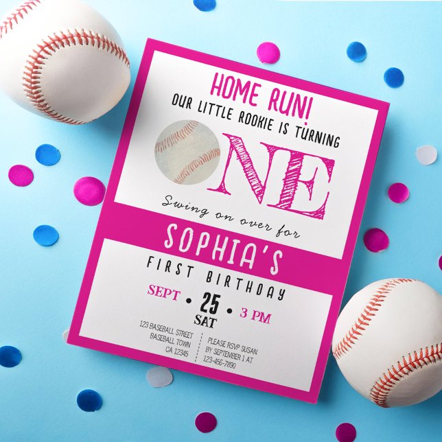 Cute Rookie Baseball Budget Flickan 1:a födelsedag (Skapare uppladdad)