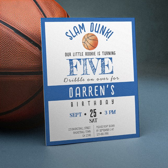 Cute Rookie Basketball Budget Boy Birthday Inbjuda (Skapare uppladdad)