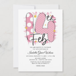 Cute Rosa 14 februari Valentine Birthday Inbjudningar