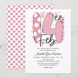 Cute Rosa 14 februari Valentine Birthday Inbjudningar