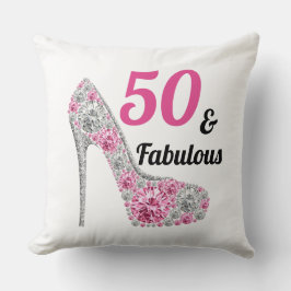Cute Rosa 50 och Fabulous Birthday Kudde