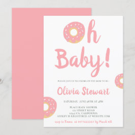 Cute rosa åh baby donut manusdusch inbjudningar