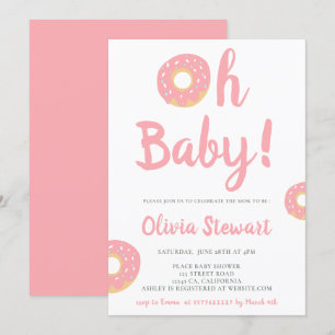 Cute rosa åh baby donut manusdusch inbjudningar