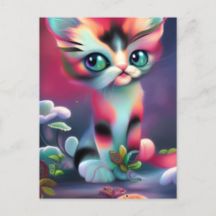 Cute Rosa AI-genererad katt Vykort