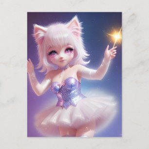 Cute Rosa AI genererade kattbalettdansare Vykort