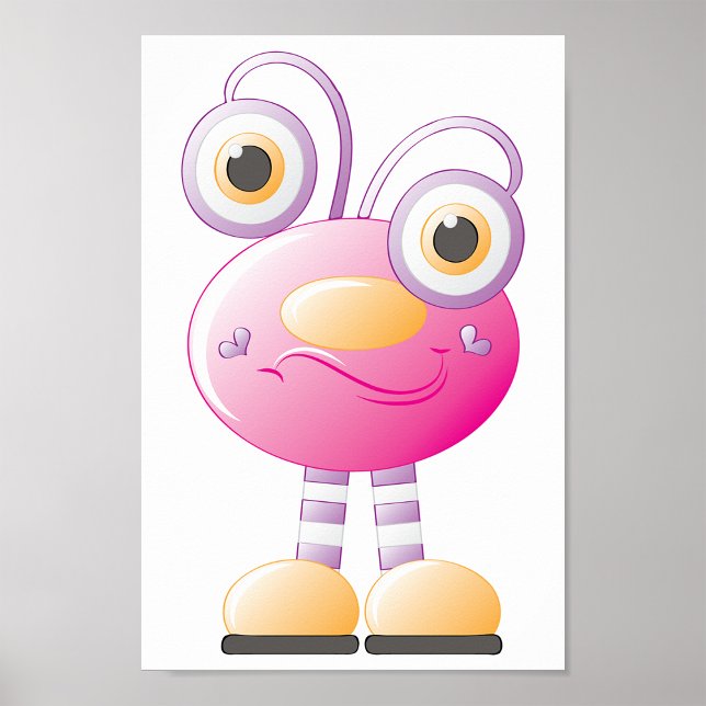 Cute Rosa Alien with Big Ögon Poster (Skapare uppladdad)