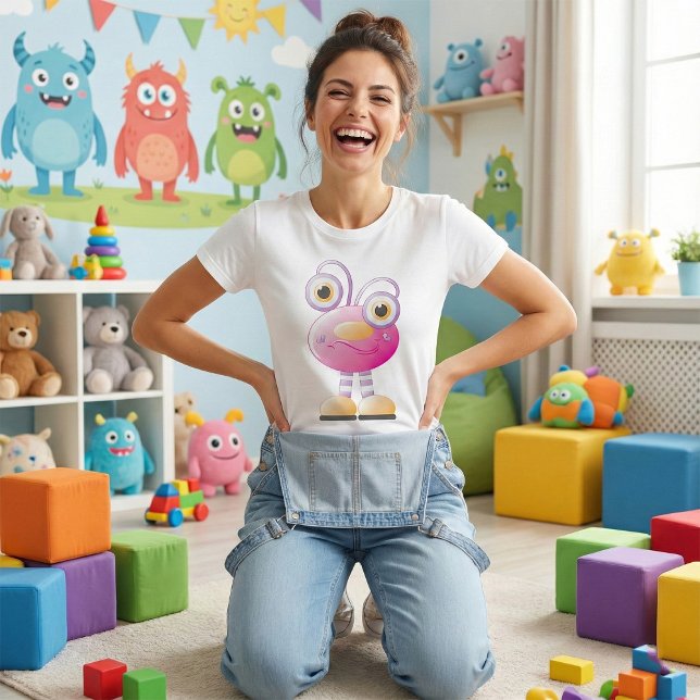 Cute Rosa Alien with Big Ögon T Shirt (Skapare uppladdad)