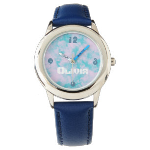 Cute Rosa and Blå himmel Clouds Personlig Watch Armbandsur