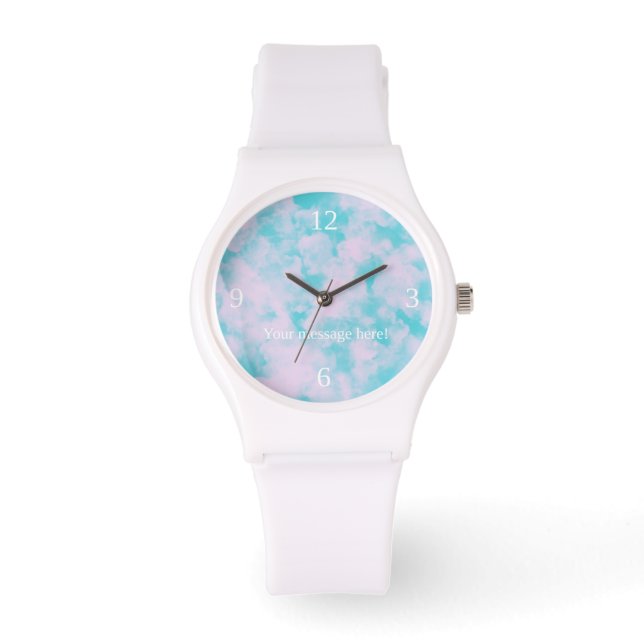 Cute Rosa and Blå himmel Personlig Silicone Watch Armbandsur (Framsida)