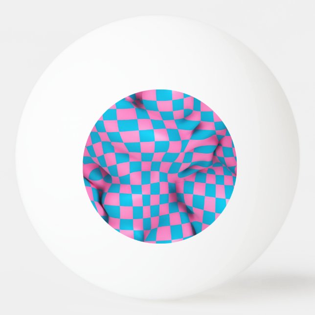 Cute Rosa and Blue Abstrakt Checkerboard Mönster Pingisboll (Framsidan)