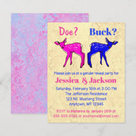 Cute Rosa and Blue Fawns Gender Reveal Inbjudningar