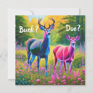 Cute Rosa and Blue Fawns Gender Reveal Inbjudningar