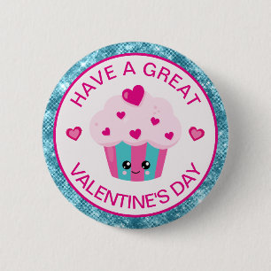 Cute Rosa and Blue Heart Cupcoa Valentine Day Knapp