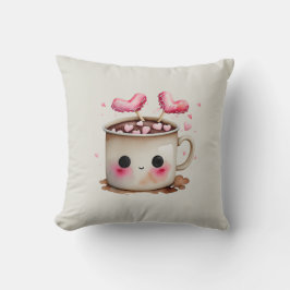 Cute Rosa and Cream Watercolor Hett Chocolate Mugg Kudde