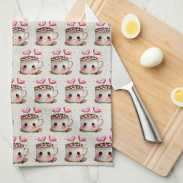Cute Rosa and Cream Watercolor Hett Cocoa Mönster Kökshandduk