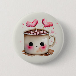 Cute Rosa and Cream Watercolor Hett Cocoa Mugg Knapp