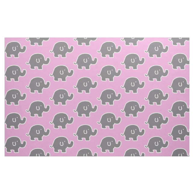 Cute Rosa and Grått Elephants Mönster Tyg (Fat Quarter)