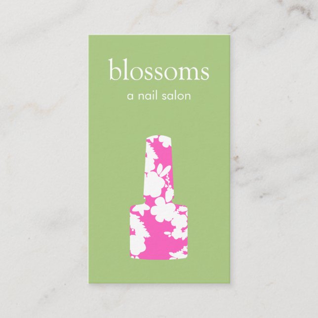 Cute Rosa and Grönt Nail Salon Manicurist Visitkort (Framsida)