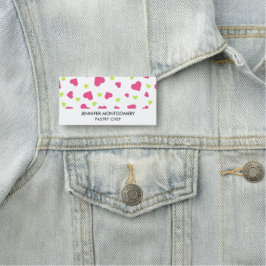 Cute Rosa and Grönt Tumbling Hearts Mönster Namnbricka