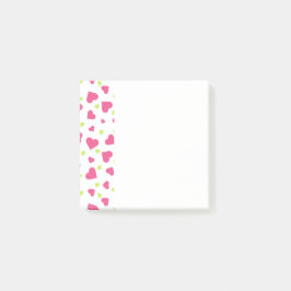 Cute Rosa and Grönt Tumbling Hearts Mönster Post-it Block
