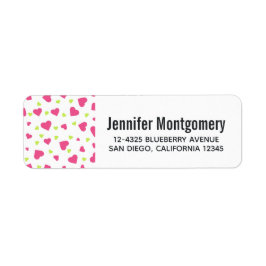 Cute Rosa and Grönt Tumbling Hearts Mönster Returadress Etikett