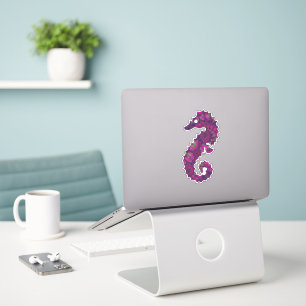 Cute Rosa and Lila Fractal Seahorse Klistermärken