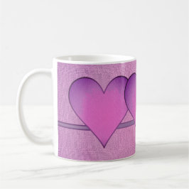 Cute Rosa and Lila Heart Kaffemugg