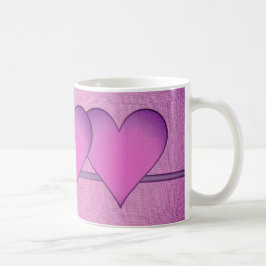 Cute Rosa and Lila Heart Kaffemugg