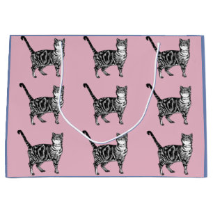 Cute Rosa and Lila Tabby katt Cats Art Gift Bag