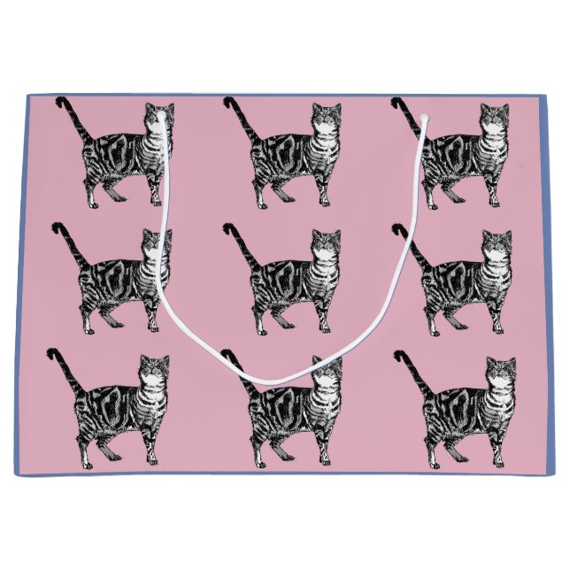 Cute Rosa and Lila Tabby katt Cats Art Gift Bag (Framsidan)