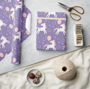 Cute Rosa and Lila Unicorn Birthday Presentpapper