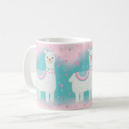 Cute rosa and mint llama mönster kaffemugg
