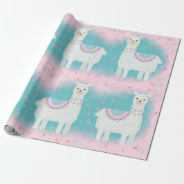 Cute rosa and mint llama mönster presentpapper