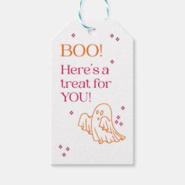 Cute Rosa and Orange Ghost Halloween Gift Märkre Presentetikett