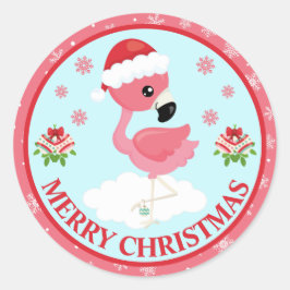 Cute Rosa and Red jul Flamingo Winter Runt Klistermärke