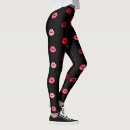 Cute Rosa and Red Läppar Women Leggings