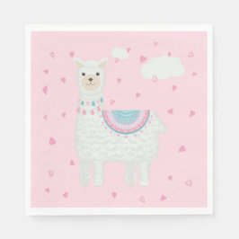 Cute Rosa and Turquise Llama Papper Plate Pappersservett