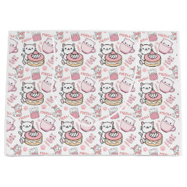Cute Rosa and White Cat Gift Bag