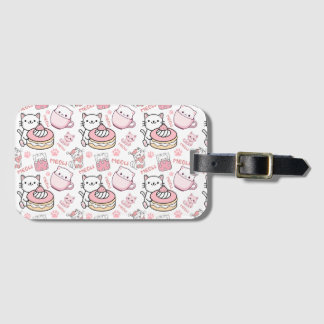 Cute Rosa and White Cat Luggage Tag Bagagebricka