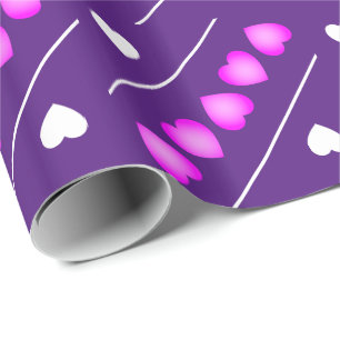 Cute Rosa and White Hearts on Lila or Your Färg Presentpapper