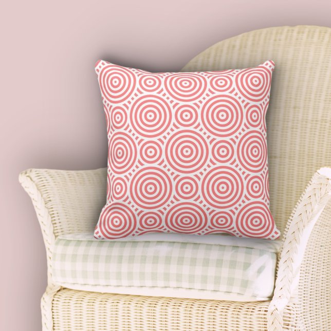 Cute Rosa and White Nested Circles Mönster Kudde (Cute Pink and White Nested Circle Pattern Throw Pillow, Dining Room)