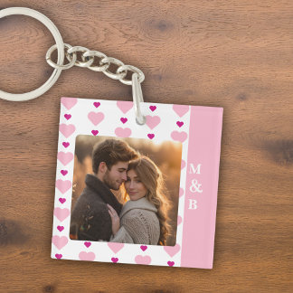 Cute Rosa and White Photo Couple Monogram