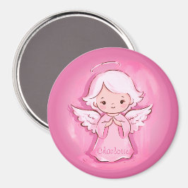 Cute Rosa Angel med kylskåp av flickor Namn Magnet