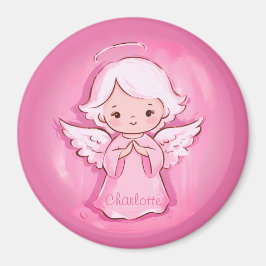 Cute Rosa Angel med kylskåp av flickor Namn Magnet