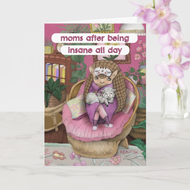 Cute Rosa Armadillo Moderskap Meme Mors dag Kort (Orkide)