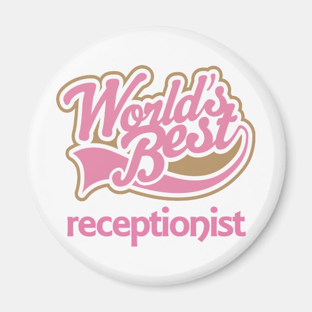 Cute Rosa Award World best Receptionist Magnet (Framsidan)